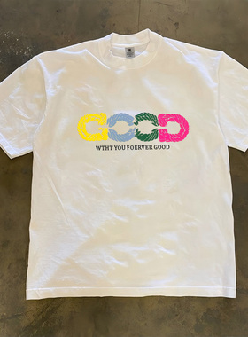 个性潮款印花T恤爆款小众设计感夏季圆领纯棉短袖男女同款ins百搭