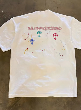 100%纯棉 美式潮款个性印花T恤潮流夏季圆领短袖男士t恤宽松休闲