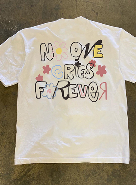 260g重磅不透小众时尚印花T恤夏季纯棉圆领短袖男女同款青春流行