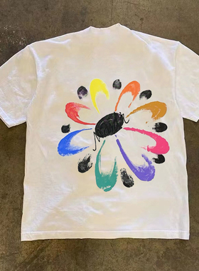 JSC 100%纯棉 轻奢潮款个性设计夏季圆领短袖t恤男女情侣款休闲