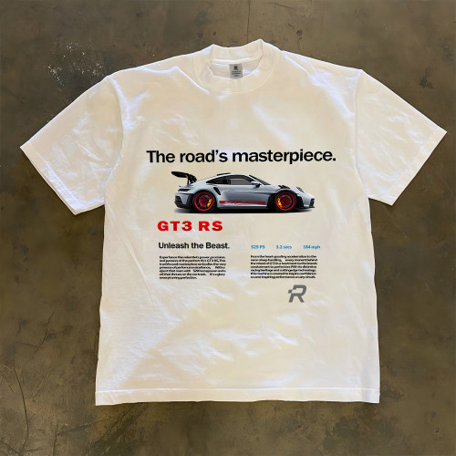 车迷战袍 把赛道穿在身上！GT3 RS 印花短袖夏季纯棉T恤男款宽松