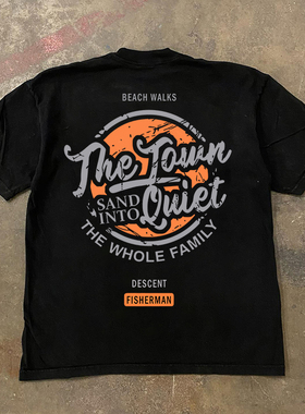 260g复古高街潮流t恤短袖男款夏季纯棉圆领时尚青年半袖男女同款