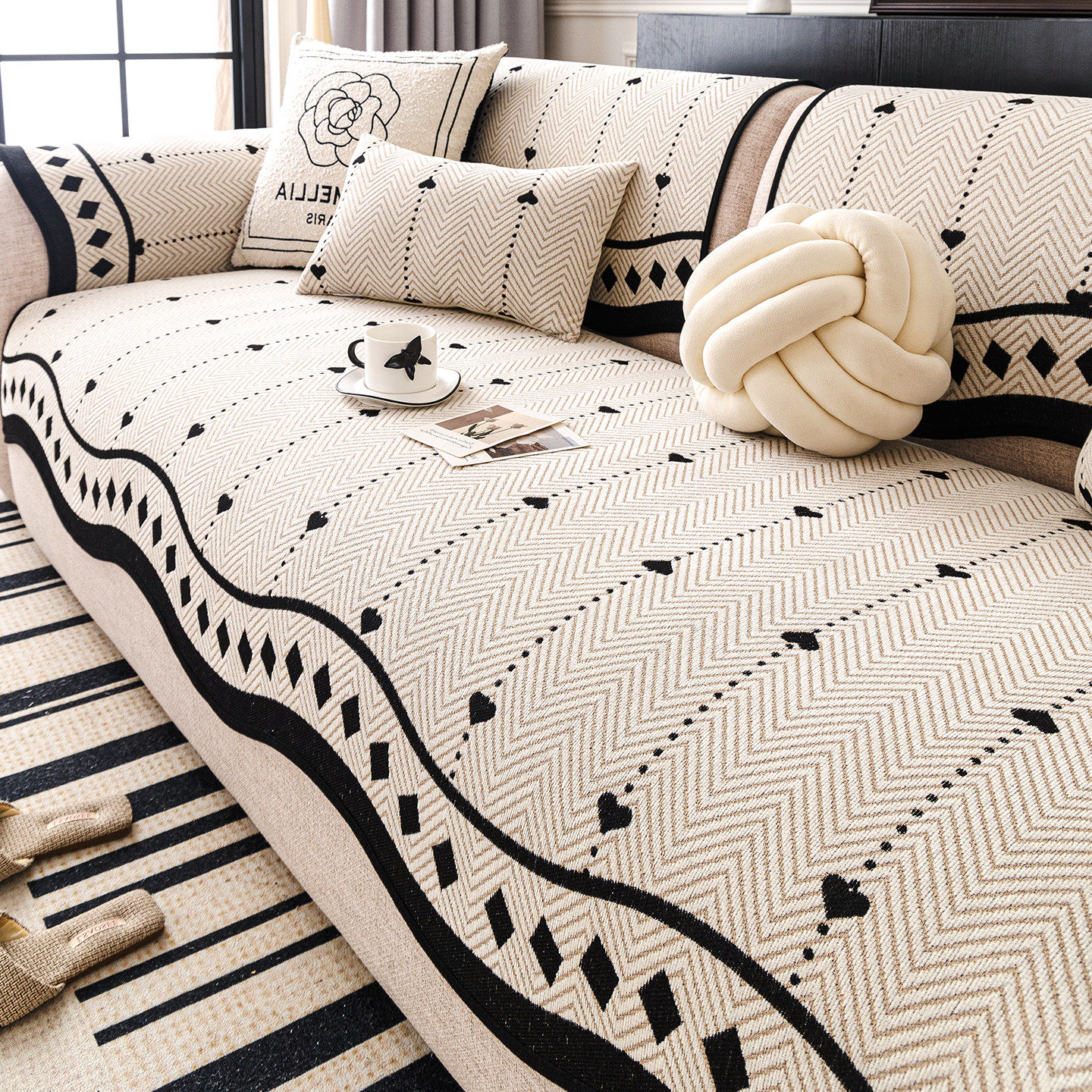 简约现代异形雪尼尔沙发垫2025新款一片式固定防滑直排沙发坐垫子