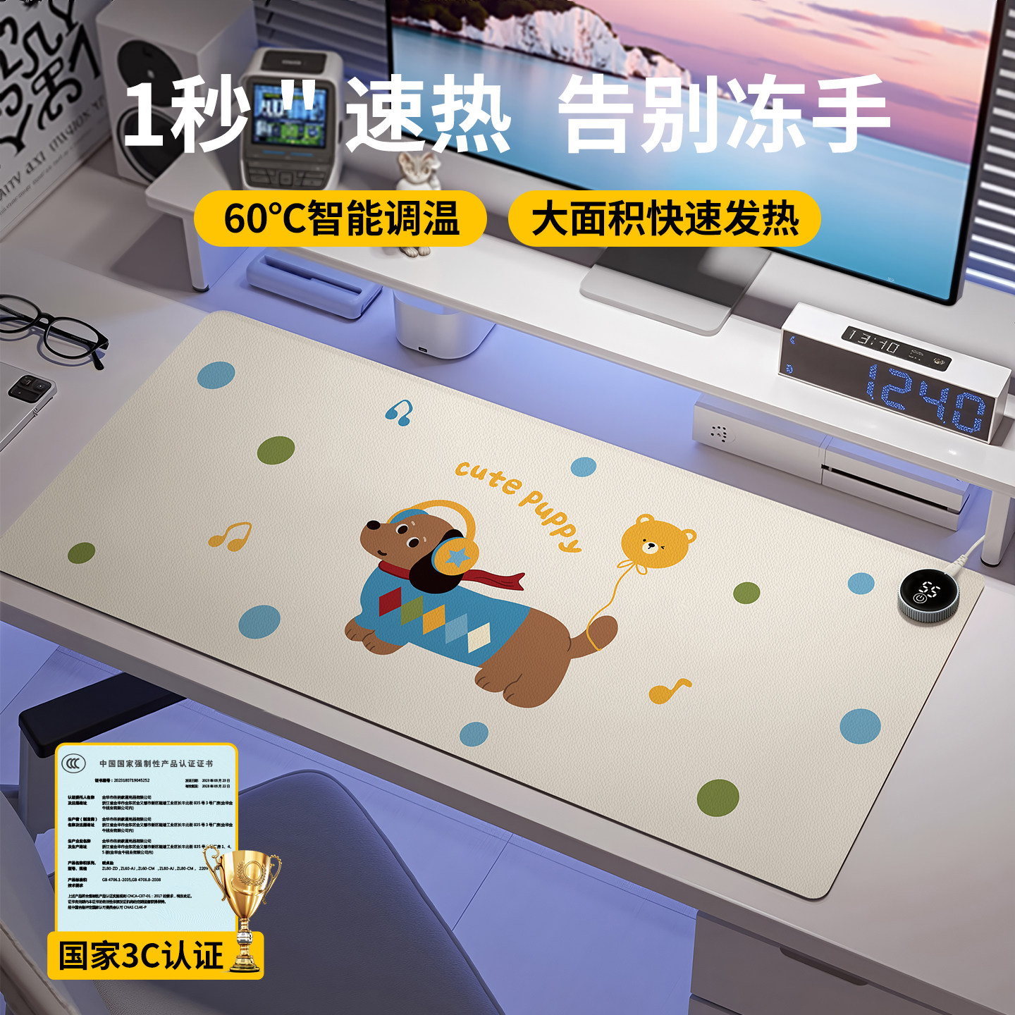 加热鼠标垫超大发热垫冬天暖桌垫办公室书桌暖手垫学生电脑桌面垫