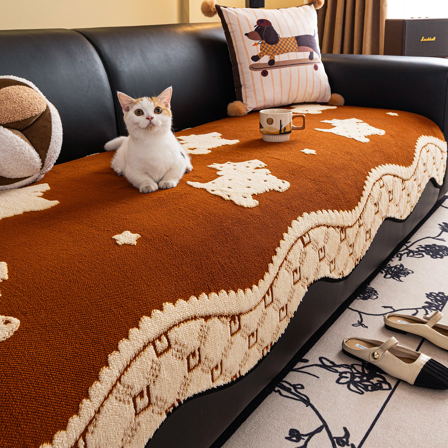 复古异形加厚毛绒沙发垫2025冬季新款固定防滑保暖直排沙发坐垫子,居家布艺,沙发垫,淘宝优惠券,粉丝福利购,淘宝优惠卷