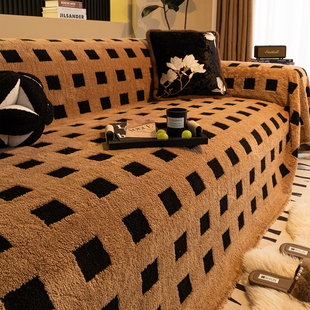 复古全包加厚毛绒沙发巾盖布一整张全盖2025冬季新款沙发套罩毯子