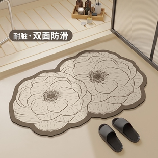 2025新款浴室地垫硅藻泥吸水防滑垫耐脏免洗卫生间厕所门口脚垫