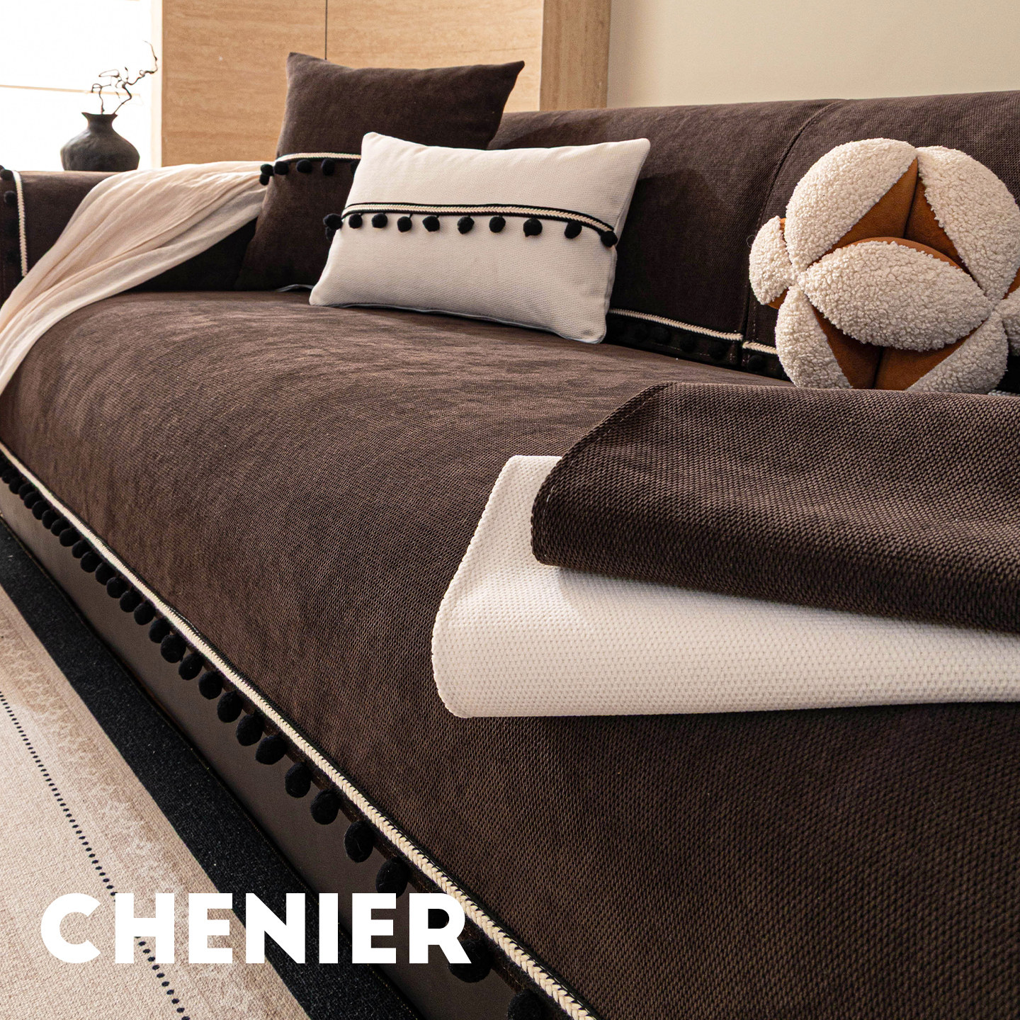 四季通用雪尼尔沙发座垫2026新款一片式固定防滑防猫抓沙发坐垫子