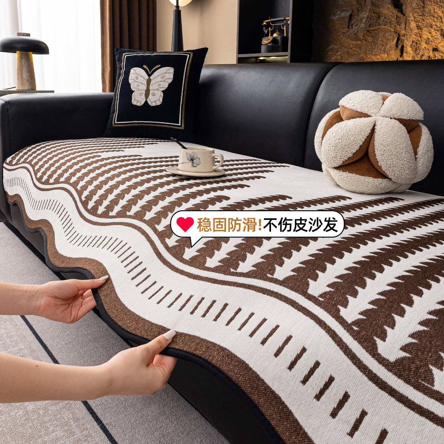 复古风异形雪尼尔沙发垫2026新款四季通用固定防滑直排沙发坐垫子