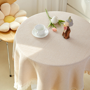 桌布小圆桌轻奢高级感生日拍照白色日系茶几布宿舍 ins风纯色法式