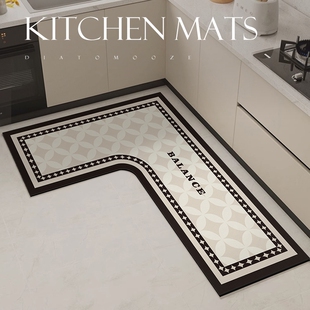 厨房专用地垫l型硅藻泥防滑防油吸水垫家用耐脏免洗可擦脚垫地毯