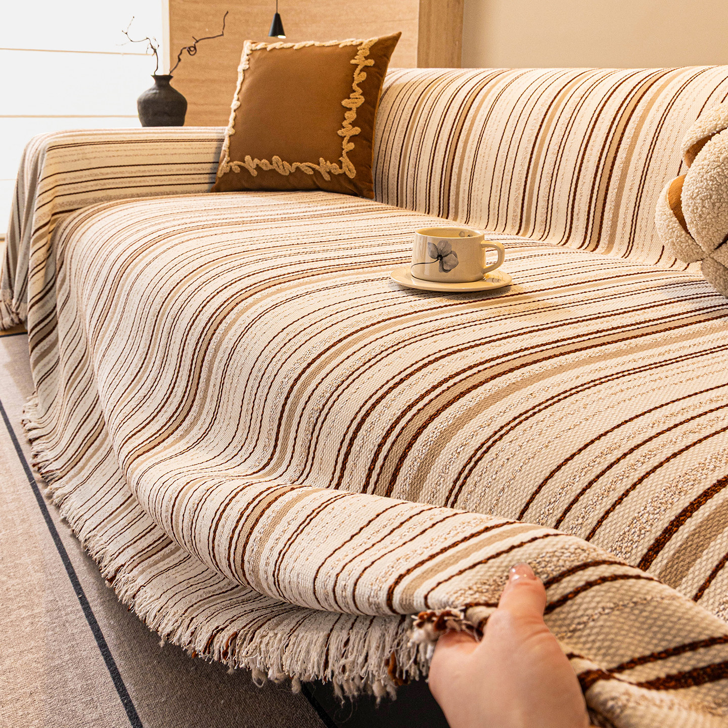 复古简约全包雪尼尔沙发巾盖布2026新款四季通用防猫抓沙发套罩毯,居家布艺,沙发套,淘宝优惠券,粉丝福利购,淘宝优惠卷