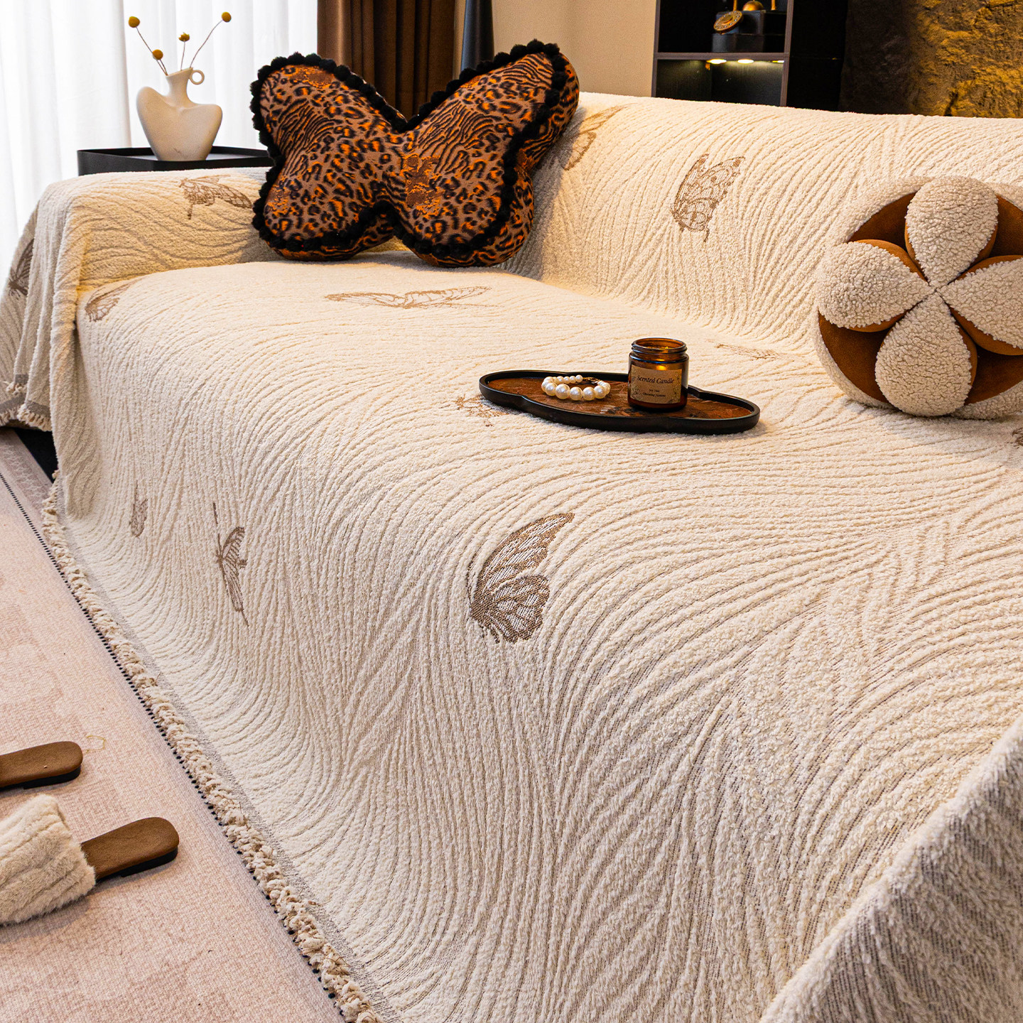 法式轻奢全包毛绒沙发巾盖布2026新款一整张加厚保暖沙发套罩毯子,居家布艺,沙发套,淘宝优惠券,粉丝福利购,淘宝优惠卷