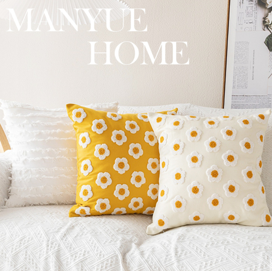 ins北欧风客厅卧室花朵抱枕腰枕
