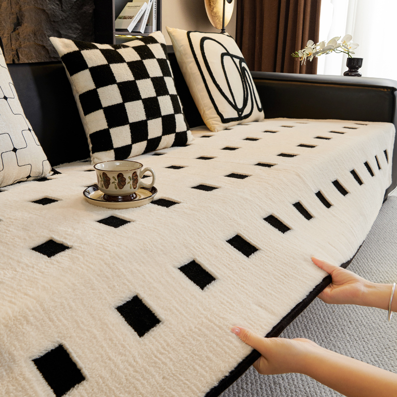 【加厚不掉毛】兔毛绒防滑沙发垫