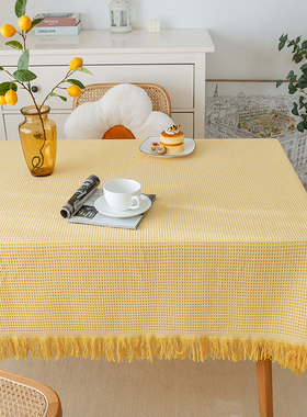 ins风白色简约桌布长方形茶几台布北欧拍照轻奢高级感卧室圆桌布