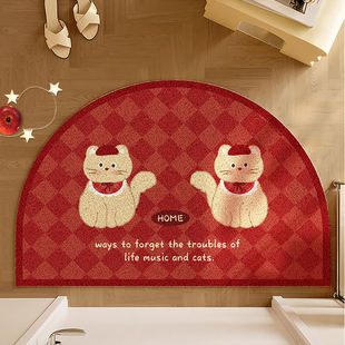 入户门地垫2024新款圣诞高级感丝圈地垫门外半圆蹭土脚垫玄关地毯