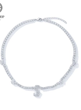 GBHIPHOP艾志恒Asen同款STK锆石帅满钻蝴蝶颈链项链小众高级嘻哈