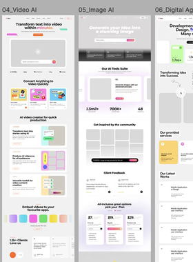共33页包含8个首页样式复古风AI科技类网站原型设计Figma模板