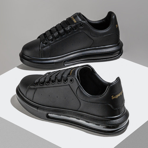 黑色鞋子男麦昆小黑鞋男士休闲