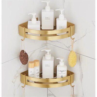 Corner Shelf Wall Mounted Bathroom Shelf Brushed Gold Alumin
