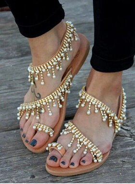 Women's sandals all over toe one-line buckle low heels