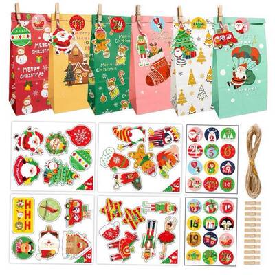 Christmas gift bag calendar Kraft paper gift bag packing bag