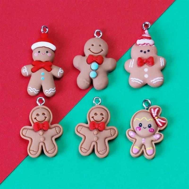 10pcs Christmas Gingerbread Man Biscuits CharPTBms Resin Coo