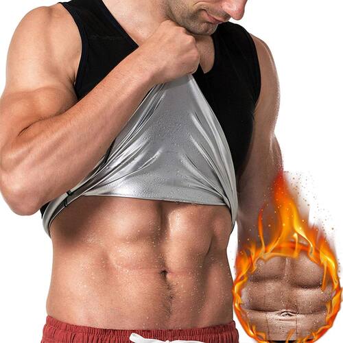 Pop Closets Sauna Shirt for Men Sweat Suit Short Sleeve Comp