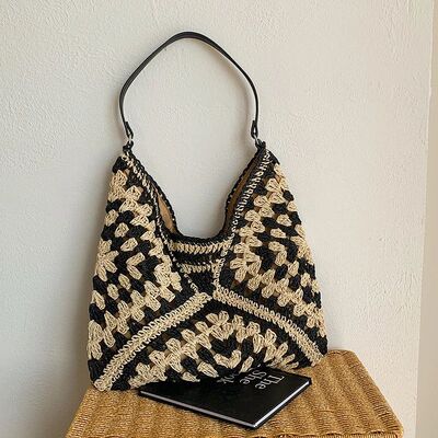 Popular Women's Woven Straw Shoulder Bag Medium Size Handbag