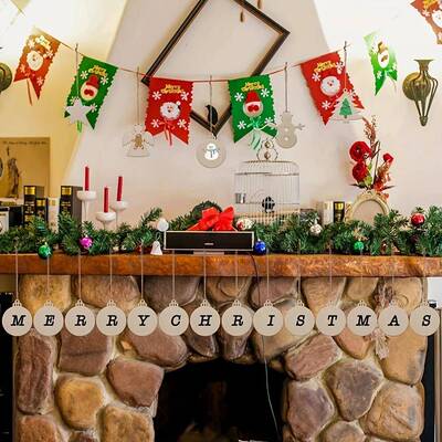 10pcs DIY Wooden Christmas Ornament Wood Slices tree Hanging