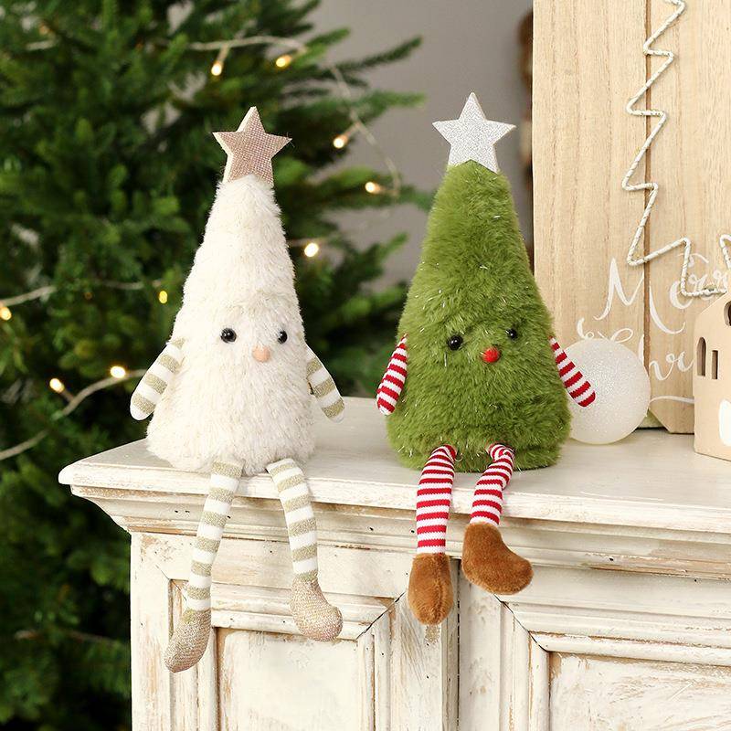 Christmas Decor Cute Plush Christmas Tree Wreath Hanging Leg