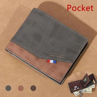 Men's High-capacity Leather Wallet, Small Multi Slot Photo W