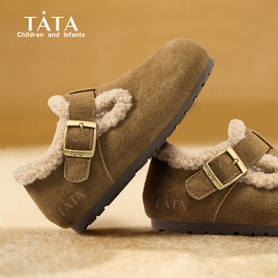 TATA他她童鞋儿童加绒棉鞋勃肯鞋乐福鞋冬女童保暖运动鞋二棉鞋子