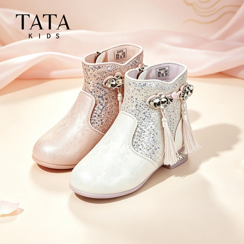 TATA他她女童冬季加绒保暖公主靴