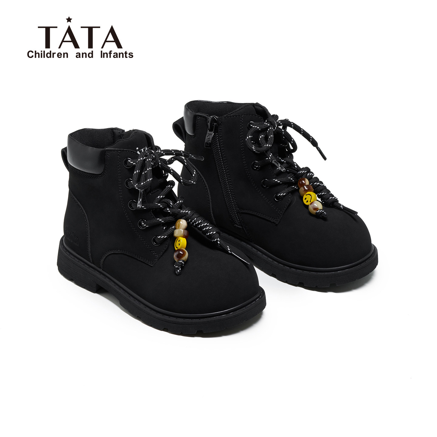 TATA他她童鞋加绒保暖马丁靴冬户外男女童短靴大黄靴儿童马丁靴