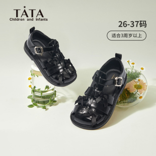包头鞋 TATA他她童鞋 女童蝴蝶结软底防滑小女孩公主鞋 夏季 儿童凉鞋