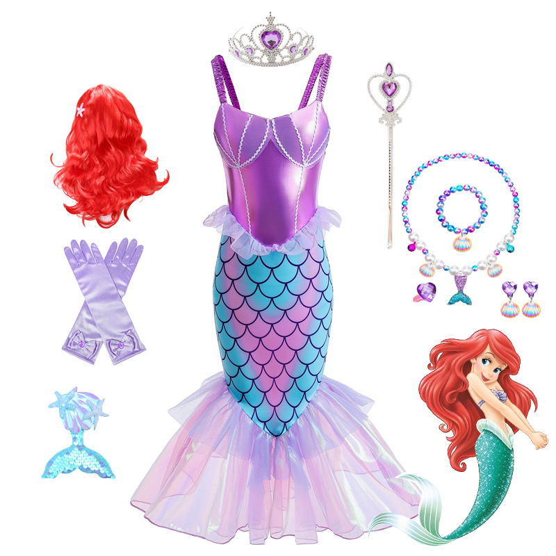 女童美人鱼爱丽儿公主裙演出服