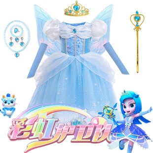 女童彩虹护卫队寒露公主裙灰姑娘爱莎连衣裙表演服装迪士尼游玩裙