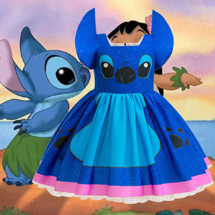 女童史迪仔卡通cos服连衣裙电影动画片人物扮演服舞台演出服夏季