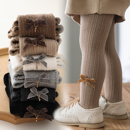 女童秋冬外穿加绒加厚纯棉打底袜