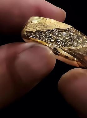 日照金山戒指点钻肌理感2025新款爆款小众独特设计高级食指戒指环