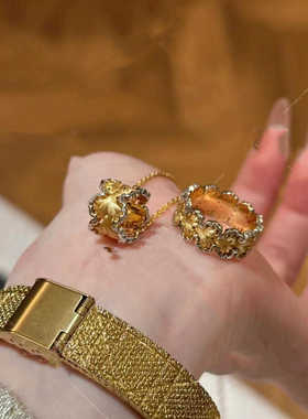 法式轻奢复古拉丝银杏金叶子项链精致吊坠百搭小众高级感锁骨链女