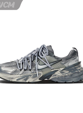 Nike V2K Run 灰度过载机能解构银灰做旧脏脏跑步鞋男女定制球鞋
