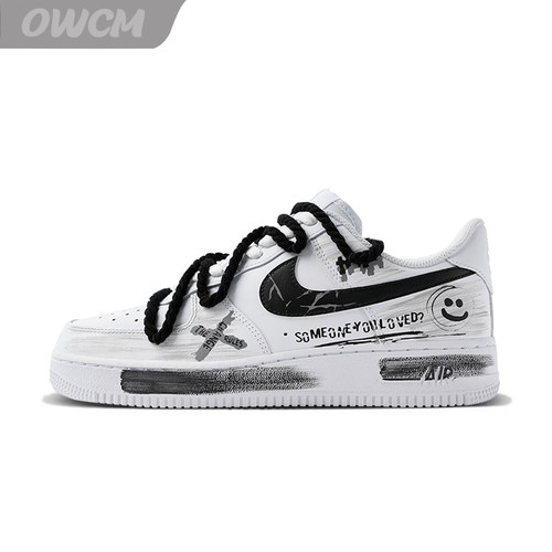 耐克Nike Air Force 1 AF1空军一号废墟涂鸦手绘休闲板鞋男女同款