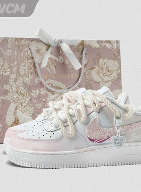 耐克Nike Air Force 1 AF1空军一号甜蜜微笑休闲板鞋女子定制鞋