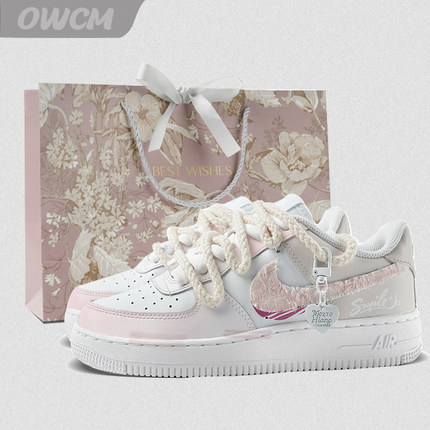 耐克Nike Air Force 1 AF1空军一号甜蜜微笑休闲板鞋女子定制鞋