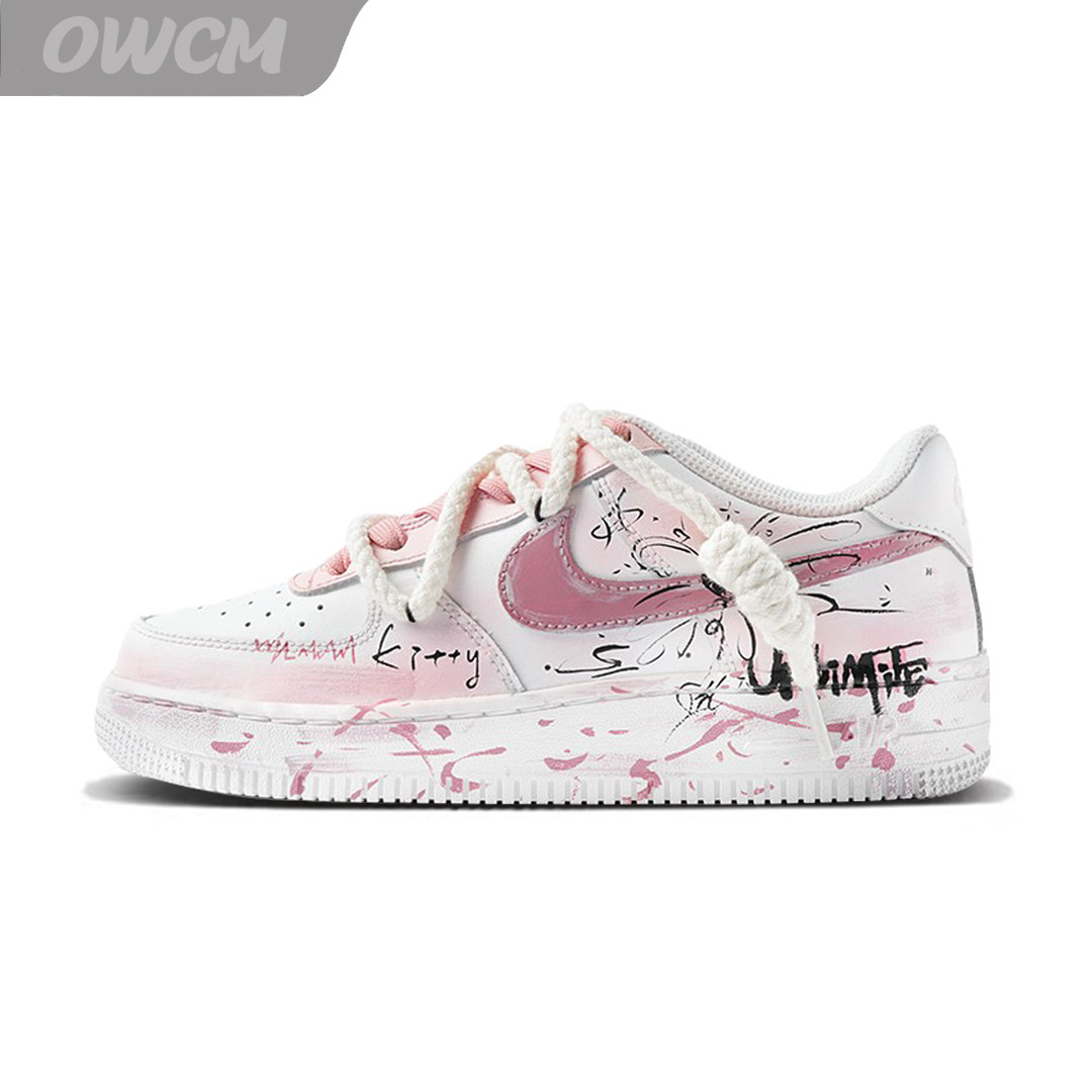 Nike Air Force 1 AF1空军一号粉色回忆涂鸦休闲板鞋男女鞋定制鞋