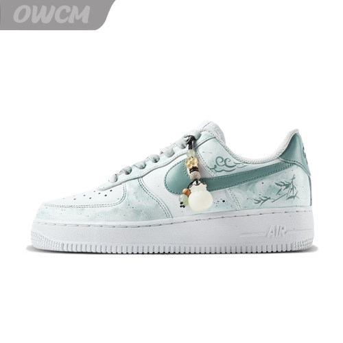 Nike Air Force 1 AF1青色烟雨水墨风低帮运动休闲板鞋男女同款