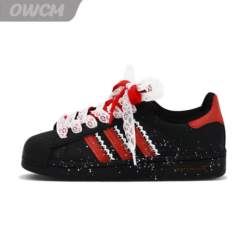 Adidas originals 贝壳头绯红芭蕾时尚百搭休闲板鞋女子定制鞋